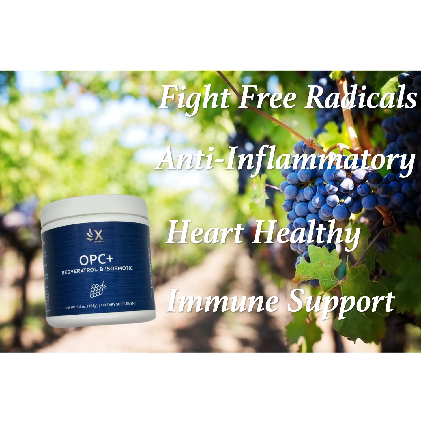 **SOLD OUT** OPC+ Super Vitamin Resveratrol Antioxidant – Stop Free Radical Damage – Grape Flavor 5.4 Oz Powder Mix, 30 Servings 